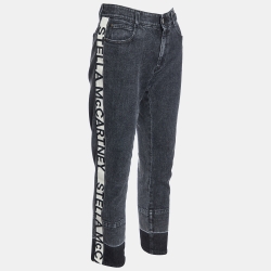 Pre Owned Stella McCartney Black Denim Logo Detail Slim Fit Jeans M/Waist 32"