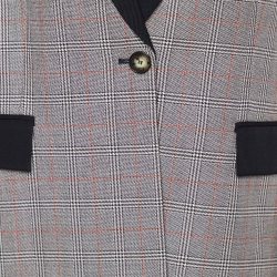 Pre Owned Stella McCartney Grey Checkered Patterned Wool Overcoat S