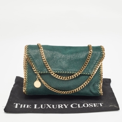 Pre Owned Stella McCartney Green Faux Leather Falabella Flap Shoulder Bag