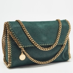 Pre Owned Stella McCartney Green Faux Leather Falabella Flap Shoulder Bag