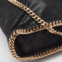 Pre Owned Stella McCartney Black Faux Leather Fold Over Falabella Tote