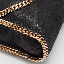 Pre Owned Stella McCartney Black Faux Leather Fold Over Falabella Tote