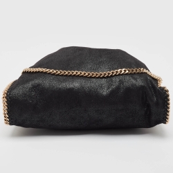 Pre Owned Stella McCartney Black Faux Leather Fold Over Falabella Tote
