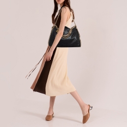 Pre Owned Stella McCartney Black Faux Leather Fold Over Falabella Tote