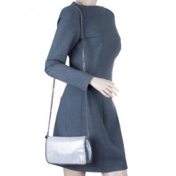 Pre Owned Stella McCartney Silver Faux Leather Falabella Clutch
