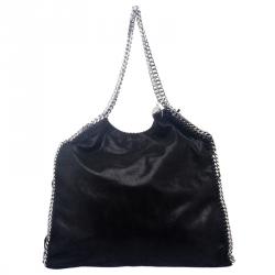 Pre Owned Stella McCartney Black Faux Leather Large Falabella Tote