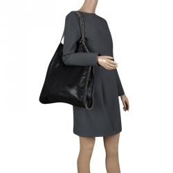 Pre Owned Stella McCartney Black Faux Leather Large Falabella Tote