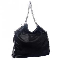 Pre Owned Stella McCartney Black Faux Leather Large Falabella Tote