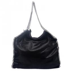 Pre Owned Stella McCartney Black Faux Leather Large Falabella Tote