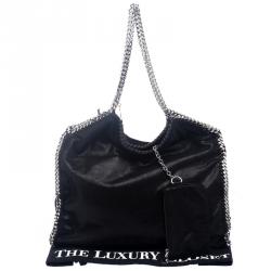 Pre Owned Stella McCartney Black Faux Leather Large Falabella Tote