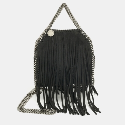 Pre Owned Stella McCartney Black Faux Suede Tiny Falabella Tote