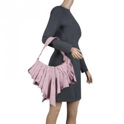 Pre Owned Stella McCartney Pink Faux Suede Pleated Shoulder Bag
