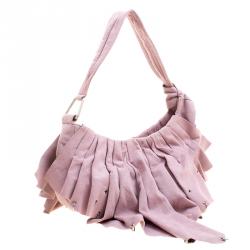 Pre Owned Stella McCartney Pink Faux Suede Pleated Shoulder Bag