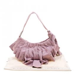 Pre Owned Stella McCartney Pink Faux Suede Pleated Shoulder Bag