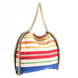 Pre Owned Stella McCartney Multicolor Striped Canvas Small Falabella Tote
