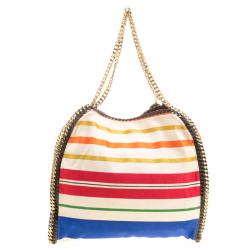 Pre Owned Stella McCartney Multicolor Striped Canvas Small Falabella Tote