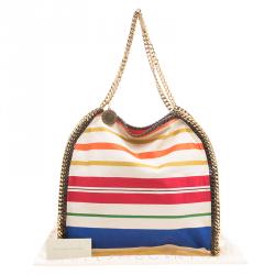 Pre Owned Stella McCartney Multicolor Striped Canvas Small Falabella Tote