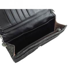 Pre Owned Stella McCartney Black Shaggy Deer Faux-Leather Falabella Continental Wallet