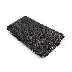 Pre Owned Stella McCartney Black Shaggy Deer Faux-Leather Falabella Continental Wallet
