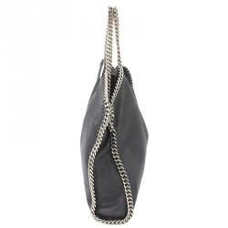 Pre Owned Stella McCartney Navy Shaggy Deer Faux-Leather Falabella Fold Over Tote