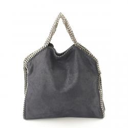 Pre Owned Stella McCartney Navy Shaggy Deer Faux-Leather Falabella Fold Over Tote