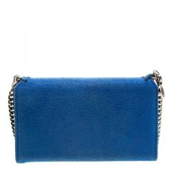 Stella McCartney Blue Faux Suede Falabella Phone Wallet On Chain