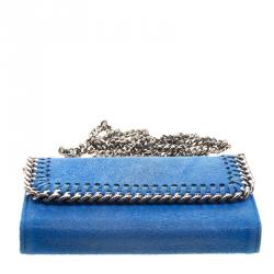 Stella McCartney Blue Faux Suede Falabella Phone Wallet On Chain