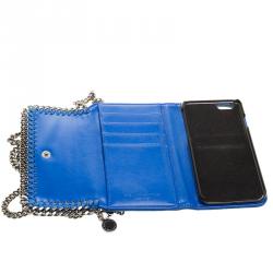 Stella McCartney Blue Faux Suede Falabella Phone Wallet On Chain