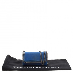 Stella McCartney Blue Faux Suede Falabella Phone Wallet On Chain