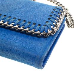 Stella McCartney Blue Faux Suede Falabella Phone Wallet On Chain