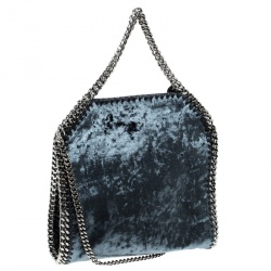 Pre Owned Stella McCartney Blue Velvet Mini Falabella Tote