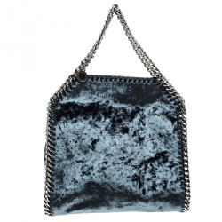 Pre Owned Stella McCartney Blue Velvet Mini Falabella Tote