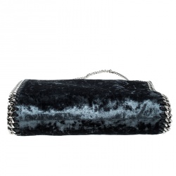 Pre Owned Stella McCartney Blue Velvet Mini Falabella Tote