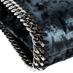 Pre Owned Stella McCartney Blue Velvet Mini Falabella Tote