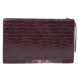 Pre Owned Stella McCartney Red Faux Leather Patchwork Oversized Waverley Clutch