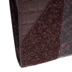 Pre Owned Stella McCartney Red Faux Leather Patchwork Oversized Waverley Clutch