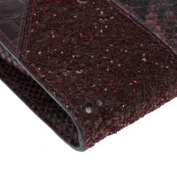 Pre Owned Stella McCartney Red Faux Leather Patchwork Oversized Waverley Clutch