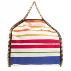 Pre Owned Stella McCartney Multicolor Striped Canvas Small Falabella Tote