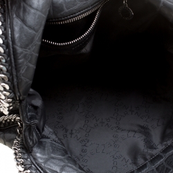 Pre Owned Stella McCartney Black Croc Embossed Faux Leather Small Falabella Tote