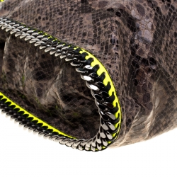 Stella McCartney Taupe/Neon Green Faux-Python Falabella Tote Bag