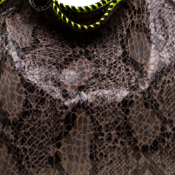 Stella McCartney Taupe/Neon Green Faux-Python Falabella Tote Bag