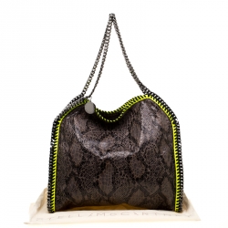 Stella McCartney Taupe/Neon Green Faux-Python Falabella Tote Bag