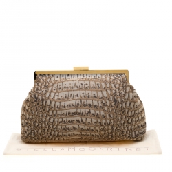 Stella McCartney Crocodile Print Canvas Oversized Clutch