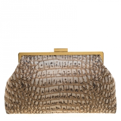 Stella McCartney Crocodile Print Canvas Oversized Clutch