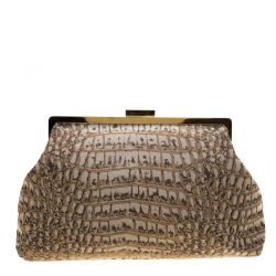Stella McCartney Crocodile Print Canvas Oversized Clutch