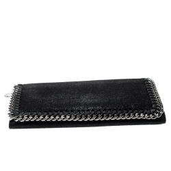 Pre Owned Stella McCartney Black Faux Leather Falabella Wallet