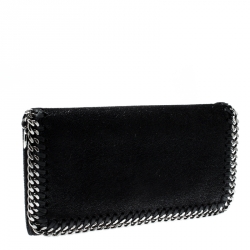 Pre Owned Stella McCartney Black Faux Leather Falabella Wallet