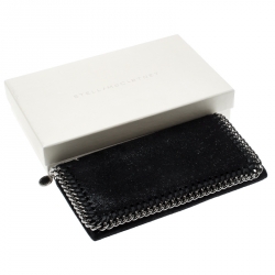 Pre Owned Stella McCartney Black Faux Leather Falabella Wallet