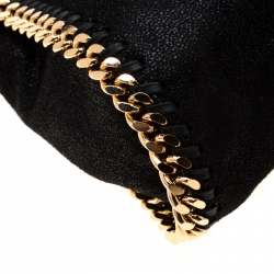 مم لوكة مسبقًا Stella McCartney Black Faux Leather Mini Falabella Shaggy Deer Tote