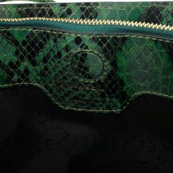 Pre Owned Stella McCartney Loretta ‘Waverly’ Exotic Skins Patchwork Green Clutch